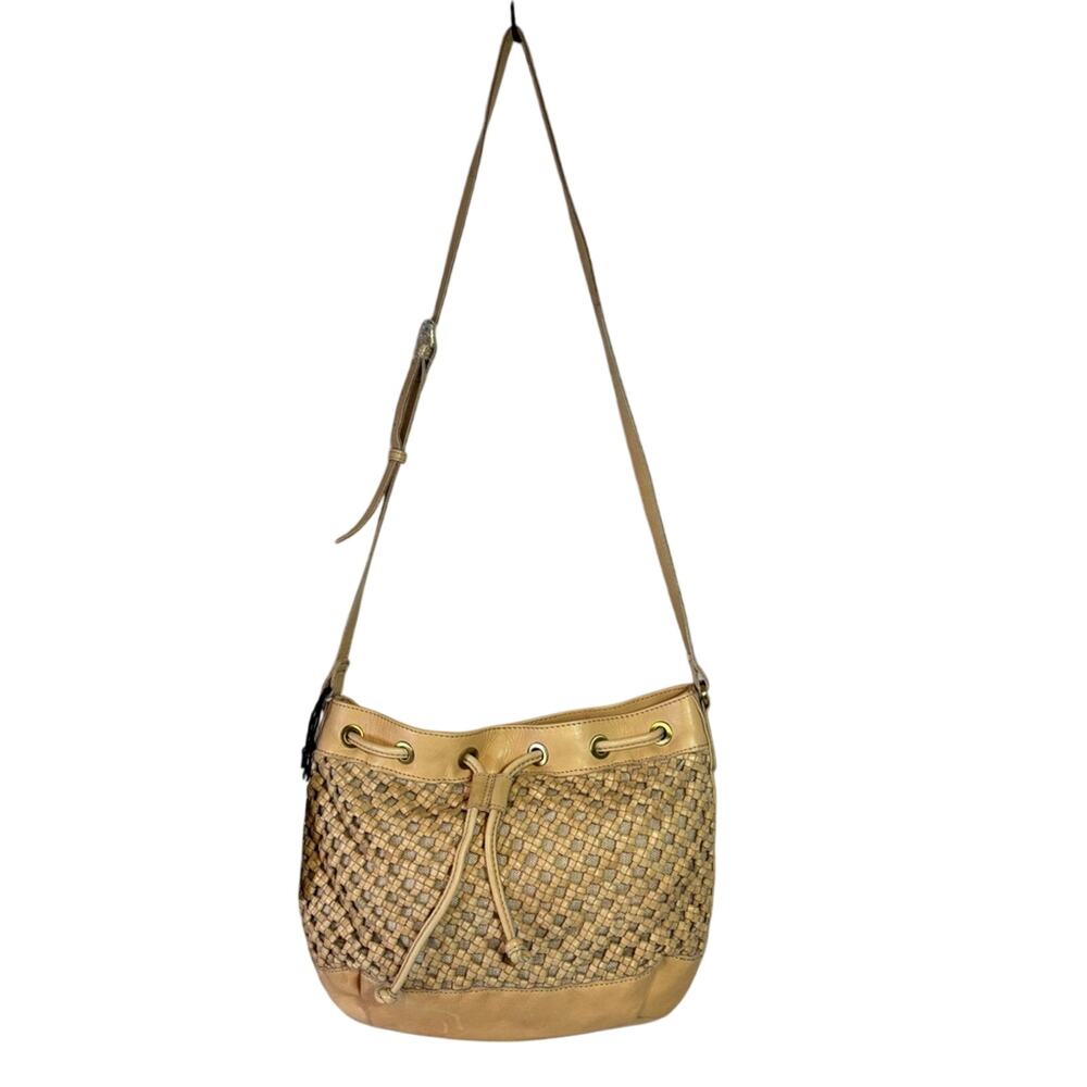 NWT Marta Ponti Woven Beige Leather Shoulder Bag B10
